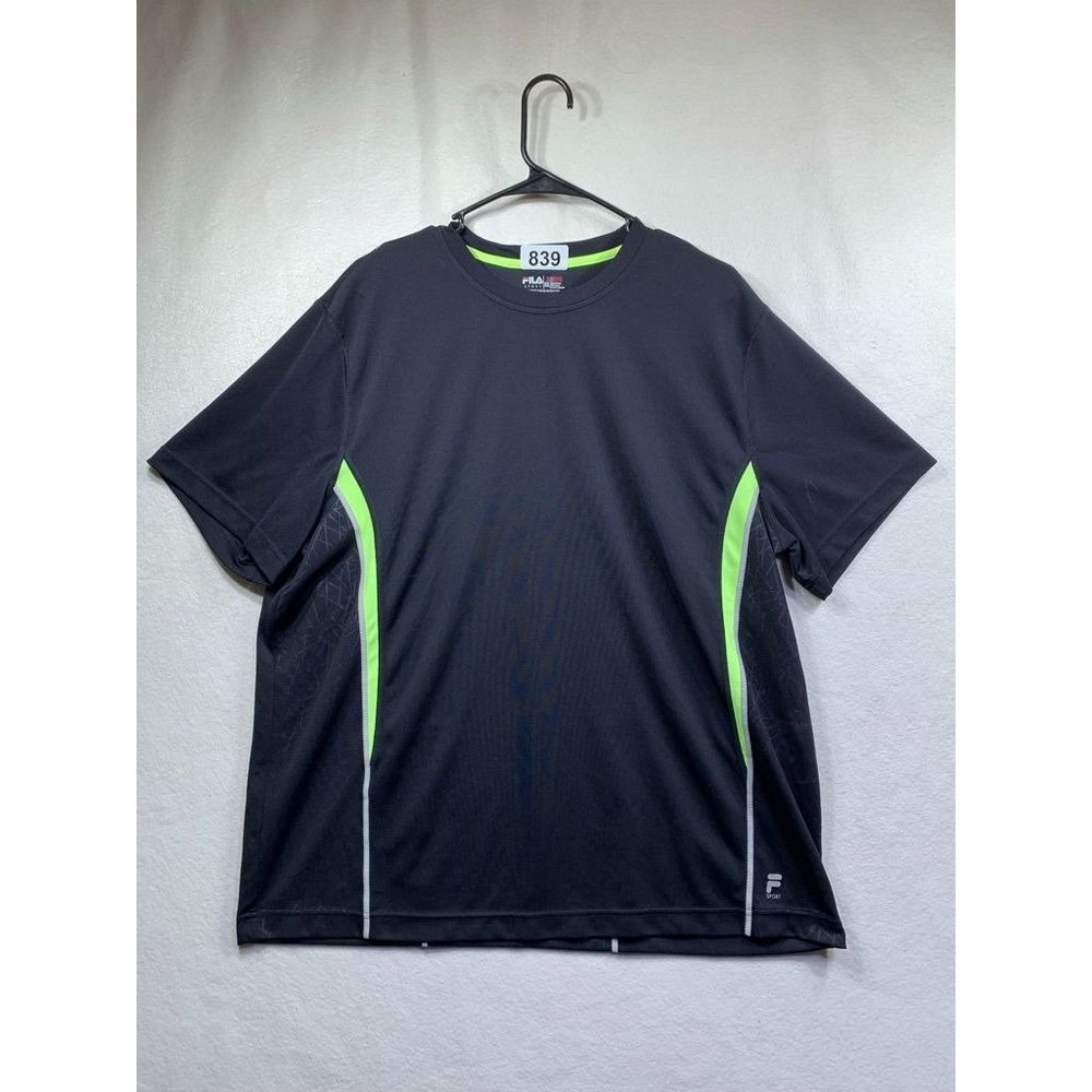 Plus Size Men Fila Sport Running/Gym Black Polyster T-Shirt Size XXL (839)
